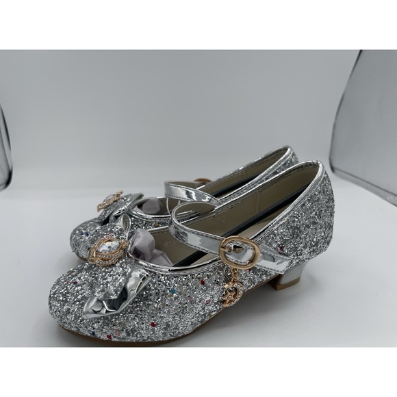 Little Kid Girl Glitter Princess‎ Low Heel Fancy Party Dress Up Shoes Size 9 - Picture 2 of 9